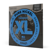D'Addario EPN21 Pure Nickel Electric Guitar Strings, Jazz Light, 12-52