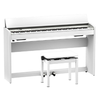 Roland F701Wh Compact Digital Piano - White (Height-Adjustable Bench Included) And Stool