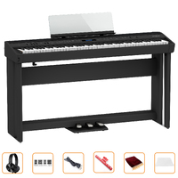 Roland Fp90X Digital Piano Kit (Black) Bundle Incl. Wooden Stand, 3-Pedal Unit, Bench + Accessories