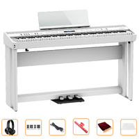 Roland Fp-90X Digital Piano Kit (White) Incl. Wooden Stand, Tri-Pedal, Bench + Accessories
