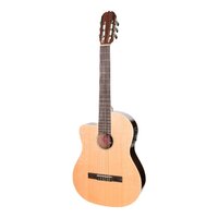 Martinez 'Southern Star' Series Left Handed Spruce Solid Top Acoustic-Electric Classical Cutaway Guitar (Natural Gloss) (With Case)