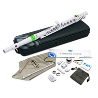 NU-N210SFGN Nuvo Student Flute, Outfit Including Case And Accessories, White w Green Trim