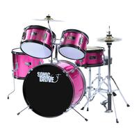 Sonic Drive 5-Piece Junior Drum Kit for Kids (Pink)