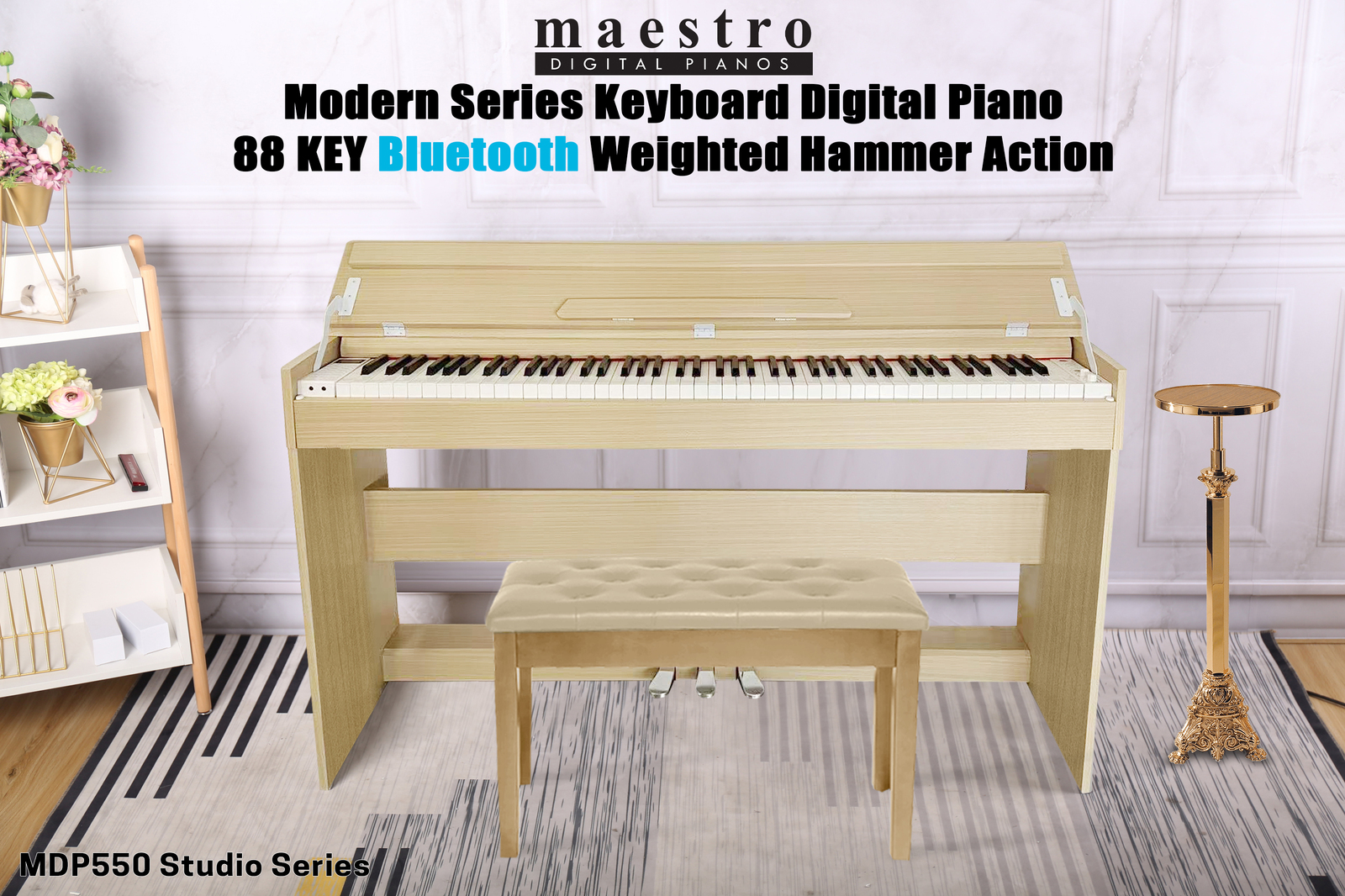 Maestro MDP550ABT 88Key Weighted Hammer Action Digital Piano (Ash) w