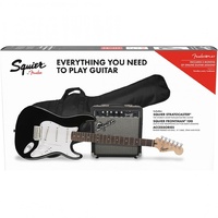 Fender Squier Stratocaster Electric Guitar Pack w/ Frontman 10G Amp (Black)