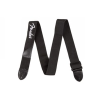 Fender® Logo Strap, Black/White Logo, 2"