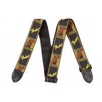 Monogrammed Strap, Black/Yellow/Brown, 2"