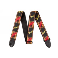 Monogrammed Strap, Black/Yellow/Brown, 2"
