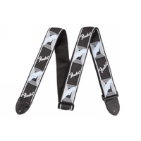 Monogrammed Strap, Black/Light Grey/Blue, 2"
