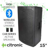 Citronic 15 inch Bluetooth Stereo Linkable PA Powerful Loud Active Digital Amp Mixer Speaker