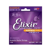 Elixir #11306: Acoustic Nanoweb Baritone 6 St Set 016-070