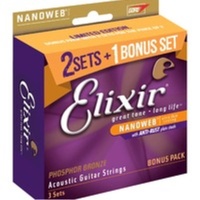 Elixir #16545: 3 Pack Phosphor Bronze  Lite 12-53