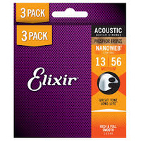 Elixir #16546: 3 Pack Phosphor Bronze  Medium 13-56