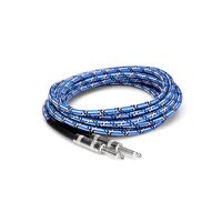 Cloth Guitar Cable, Hosa Straight to Same, 18 ft, BU/WH/BK