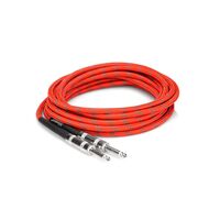 Cloth Guitar Cable, Hosa Straight to Same, 18 ft, RD/GN