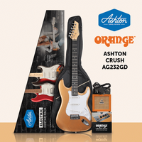 Ashton AG232GD Electric Guitar Pack in Metallic Gold w/ Orange Crush Mini Amplifier 509662