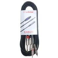 Dual 1/4 inch 6.35mm Mono Jack to Dual RCA Stereo Audio Interconnect Cable Patch Cable Cords 3 Meter