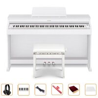 Casio AP-470WE Celviano Digital Piano White w/ Bench and Bonus Bundle