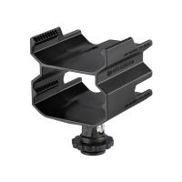 Audio-Technica Camera shoe mount holder for two ATW-1700 receivers.  Includes '�'-split stereo mini-jack cable