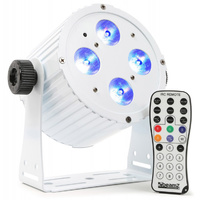 BAC404W
4 x 18W RGBAW-UV LED Par Can with IR Remote Control - White