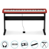 Casio CDP-S160RD 88 Key Digital Piano (Red) BUNDLE Incl CS46 Wooden Stand + SP3 Pedal + Bonus Accessories
