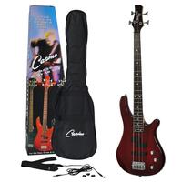 Casino Deluxe Short-Scale Electric Bass Guitar Set (Wine Red)