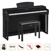 Yamaha Clavinova CLP725 Digital Piano (Black) Bundle w/ Bench and Bonus Accessories