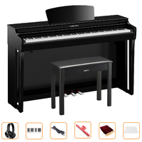 Yamaha Clavinova CLP725 Digital Piano (Polished Ebony) w/ Bench and Bonus Accessories
