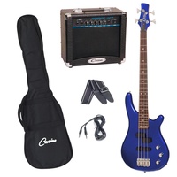 Casino Deluxe Short-Scale Electric Bass Guitar and Amplifier Pack (Blueburst)
