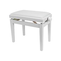 Crown DLX Timber Trim Height Adjustable Piano Stool (White)