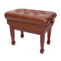 Crown Deluxe Double Padded Height Adjustable Large Piano Stool Height (Mahogany)
