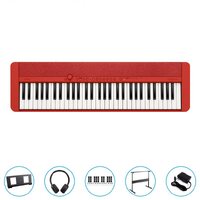 Casio CTS1 Casiotone 61-Key Touch Sensitive Keyboard (RED) Bundle w/ H-Stand and Headphones