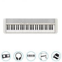 Casio CTS1 Casiotone 61-Key Touch Sensitive Keyboard (WHITE) Bundle w/ H-Stand and Headphones
