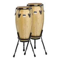 Drumfire Wood Congas 11" & 12" with Basket Style Stands (Natural Gloss)