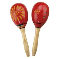 Drumfire Wooden Maracas With Flower Pattern
