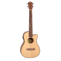 1880 UKULELE CO. 200 Series Baritone electric acoustic cutaway ukulele.