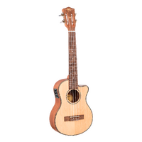 1880 UKULELE CO. 200 Series Tenor electric acoustic cutaway ukulele.