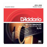 DAddario EJ12-3D 80/12 Bronze Acoustic Guitar Strings Medium 3 Sets 13-56 