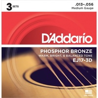 D'Addario EJ17 Medium Acoustic Guitar Strings (.013 - .056) 3 Pack