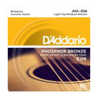D'Addario Ej19 Phosphor Bronze Acoustic Guitar Strings, Bluegrass, 12-56