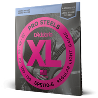 D'Addario EPS170-6 6-String ProSteels Bass Guitar Strings, Light, 30-130, Long Scale