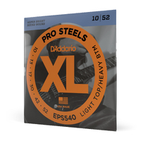 D'Addario EPS540 ProSteels Electric Guitar Strings, Light Top/Heavy Bottom, 10-52