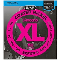 D’Addario EXP170-5 45-130 Coated Nickel Wound Bass Light Long Scale 5 String Bass Guitar