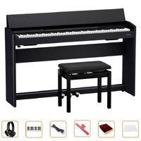 Roland F701CB Digital Piano- Black w/ Bench and Bonus Bundle