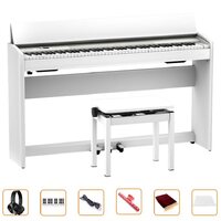 Roland F701WH Digital Piano - White w/ Bench and Bonus Bundle