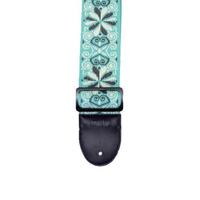 Fretz Woven Jacquard Fabric Guitar Strap (White, Blue, Brown)