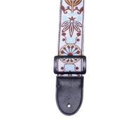 Fretz Woven Jacquard Fabric Guitar Strap (White, Tan, Blue)