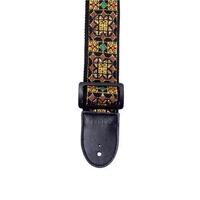 Fretz Woven Jacquard Fabric Guitar Strap (Green, Gold, Brown)