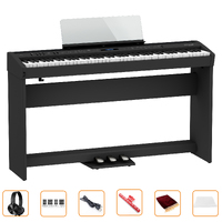 Roland FP-60X Digital Portable Piano Kit (Black) Bundle Incl. Wooden Stand, Tri-Pedal + Accessories