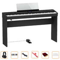 Roland FP-60X Digital Portable Piano (Black) Bundle w/ Wooden Stand, Bench + Accessories